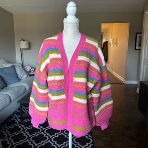 FRNCH Striped Knit Cardigan